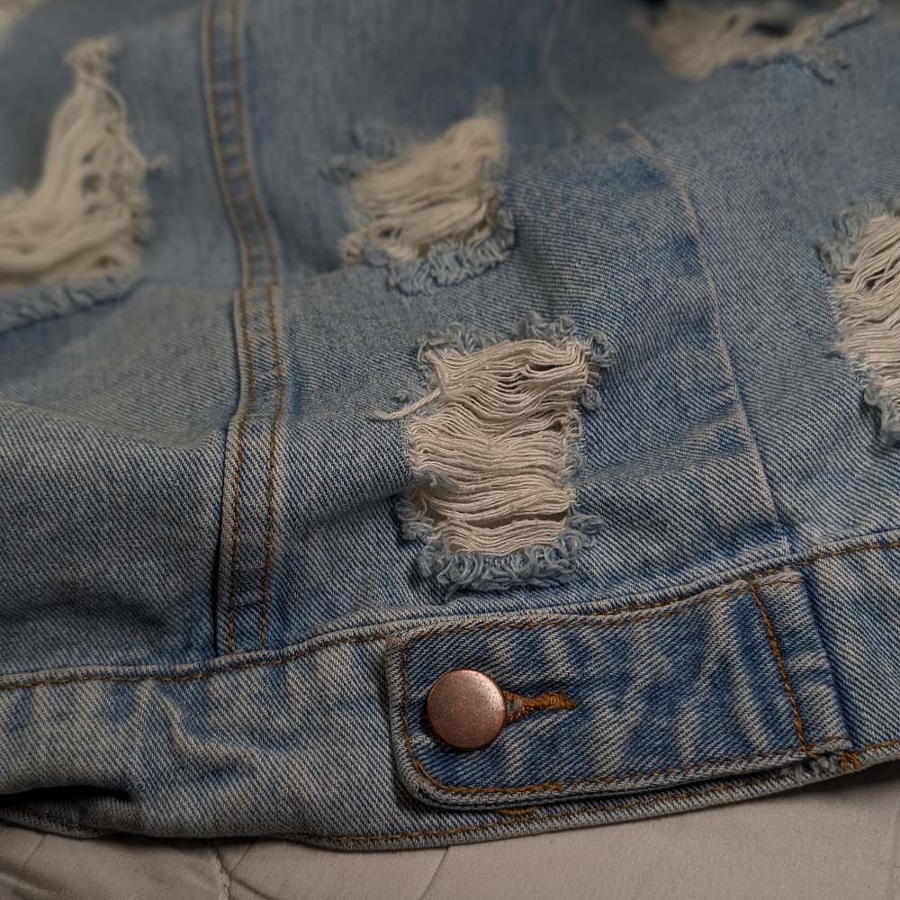 Distressed Denim Jacket - image 6